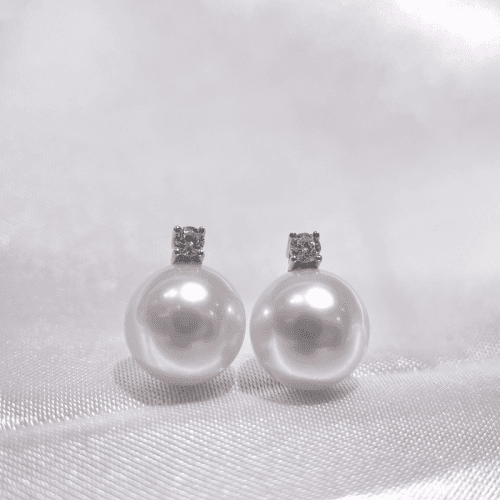 8.5-9mm Pearl Solitaire White Japanese Akoya Pearl Stud Earrings