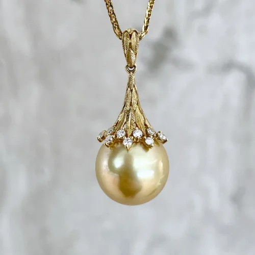 Golden South Sea Pearl Filigree Design Pendant